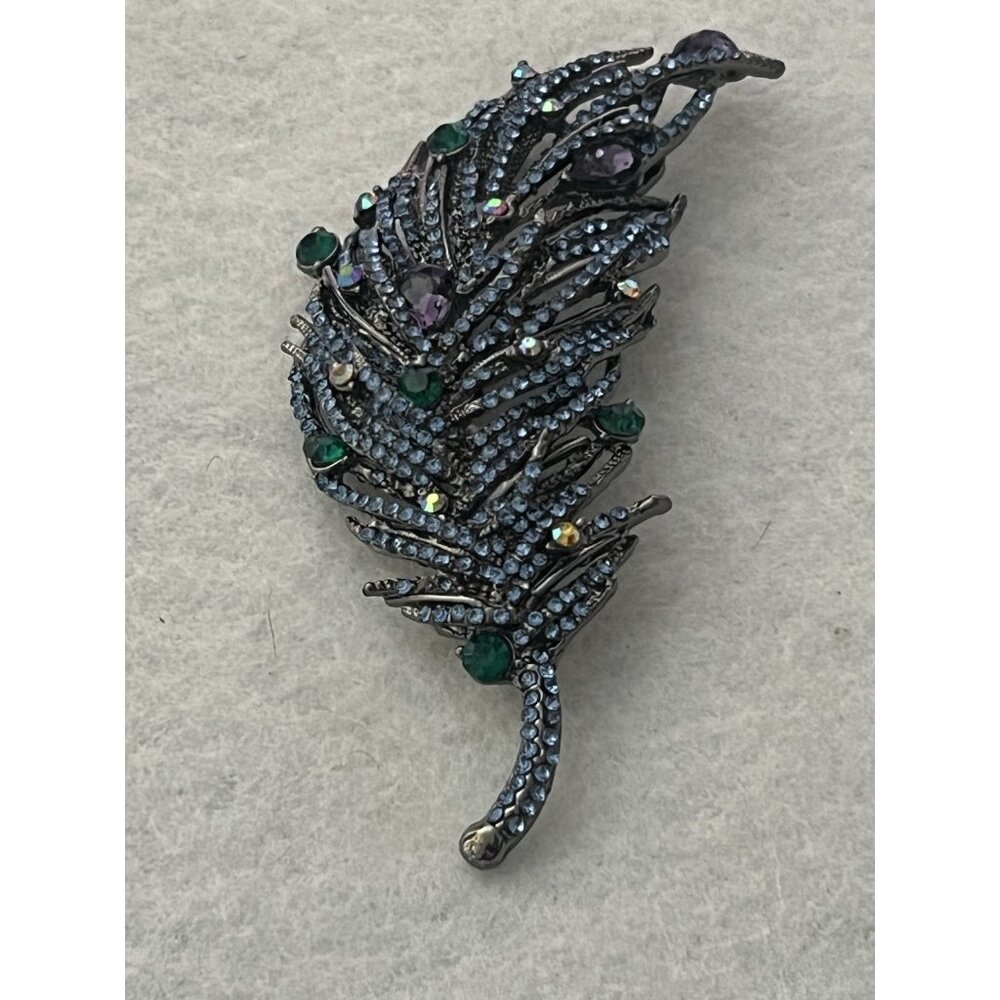 old money‎ glam large rhinestone shoulder pin brooch 4in - Picture 11 of 13